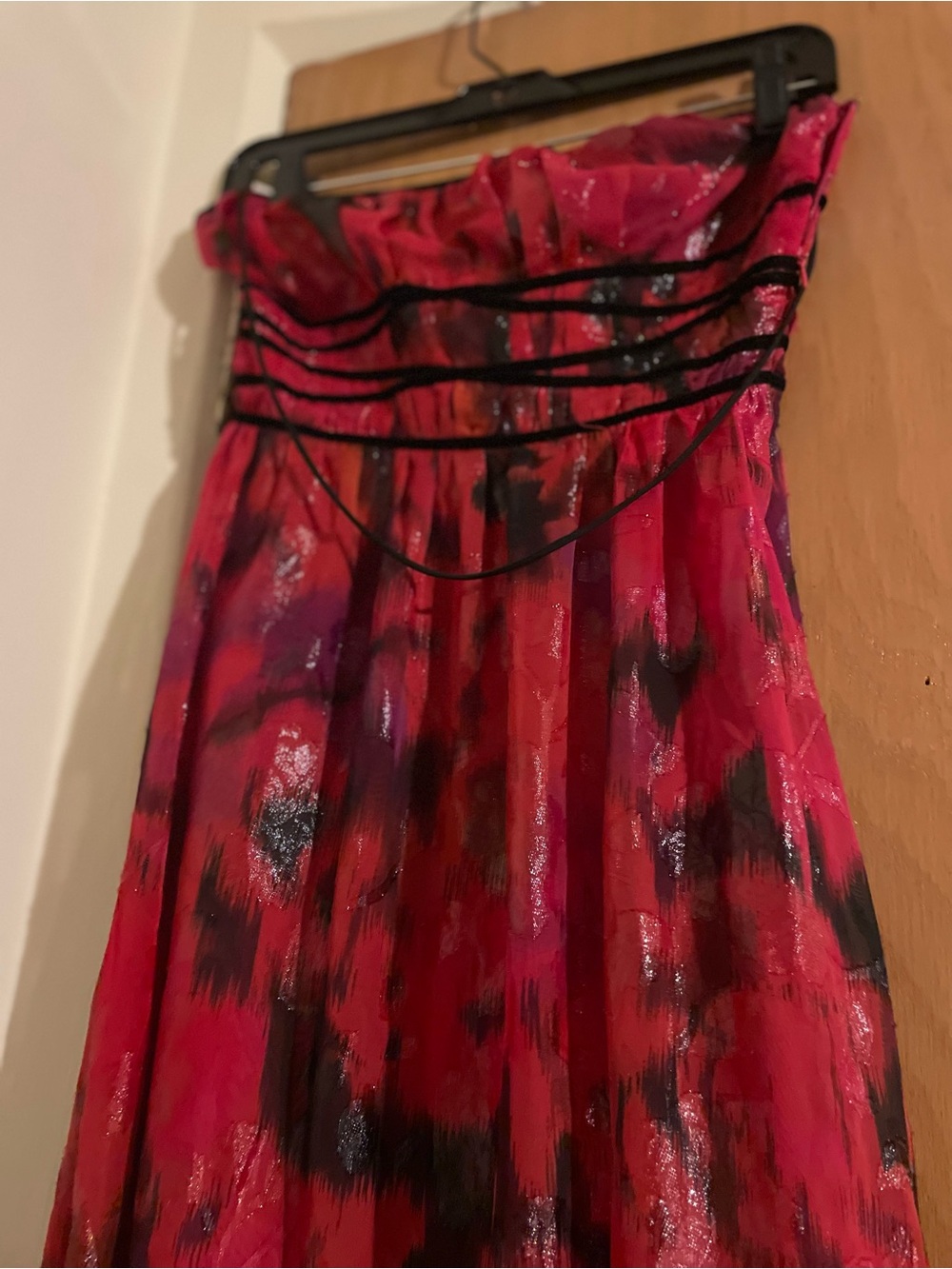 Forever 21 Strapless Red and Black Shimmer Evening Dress